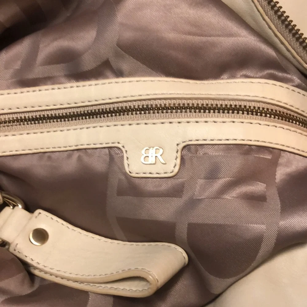 Banana Republic Cream Leather Large Slouchy Hobo Bag with gold colored hardware